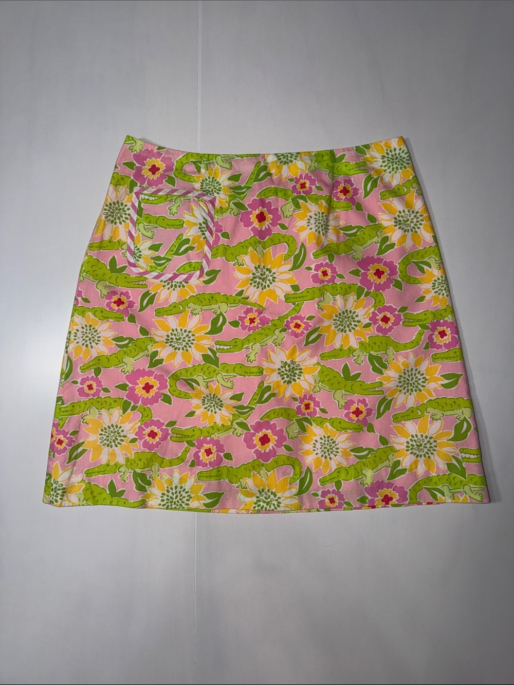 Lilly Pulitzer Floral Pink A-Line Mini Skirt Cotton 6 - Picture 1 of 3